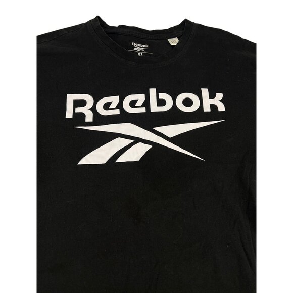 Reebok Mens Black Logo Graphic Tee XL Short Sleeves Gothic Grunge Casual Summer - Picture 2 of 9